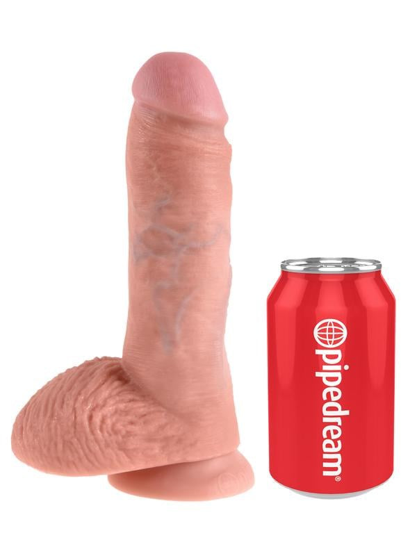 King Cock 8 Inch Realistic Dildo with Balls and Suction Cup - - Realistic Dildos