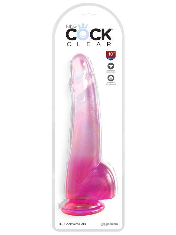 King Cock Clear 10 inch Realistic Dildo with Balls and Suction Cup Base - - Realistic Dildos