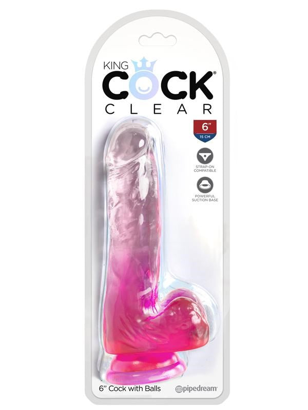 King Cock Clear 6 Inch Lifelike Realistic Dildo with Balls - - Realistic Dildos