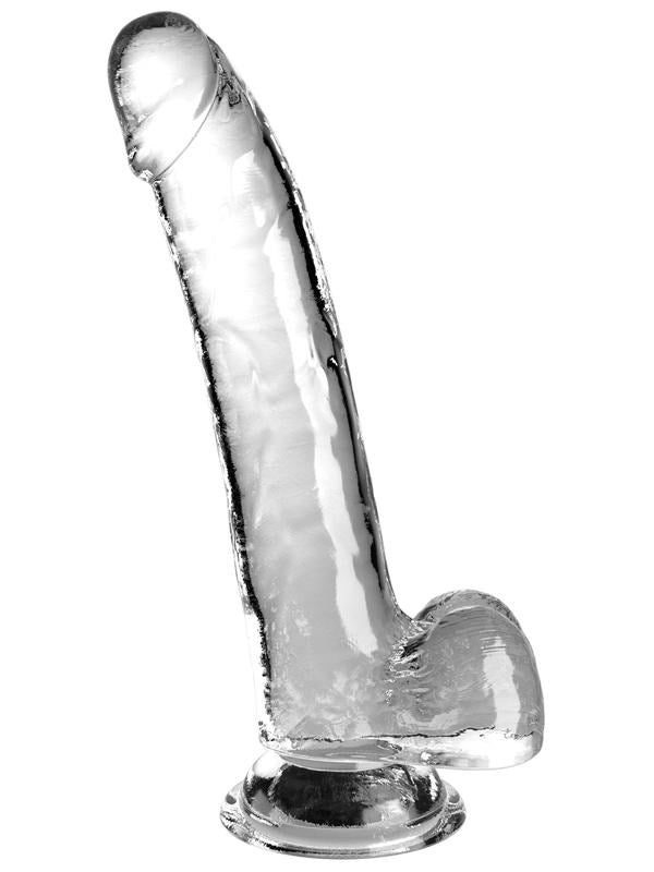 King Cock Clear Suction Cup Base Dildo with Balls - Clear - - Realistic Dildos