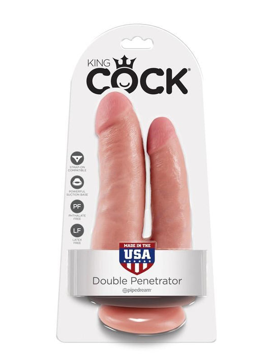 King Cock Double Penetrator Dildo with Suction Cup - - Double Ender