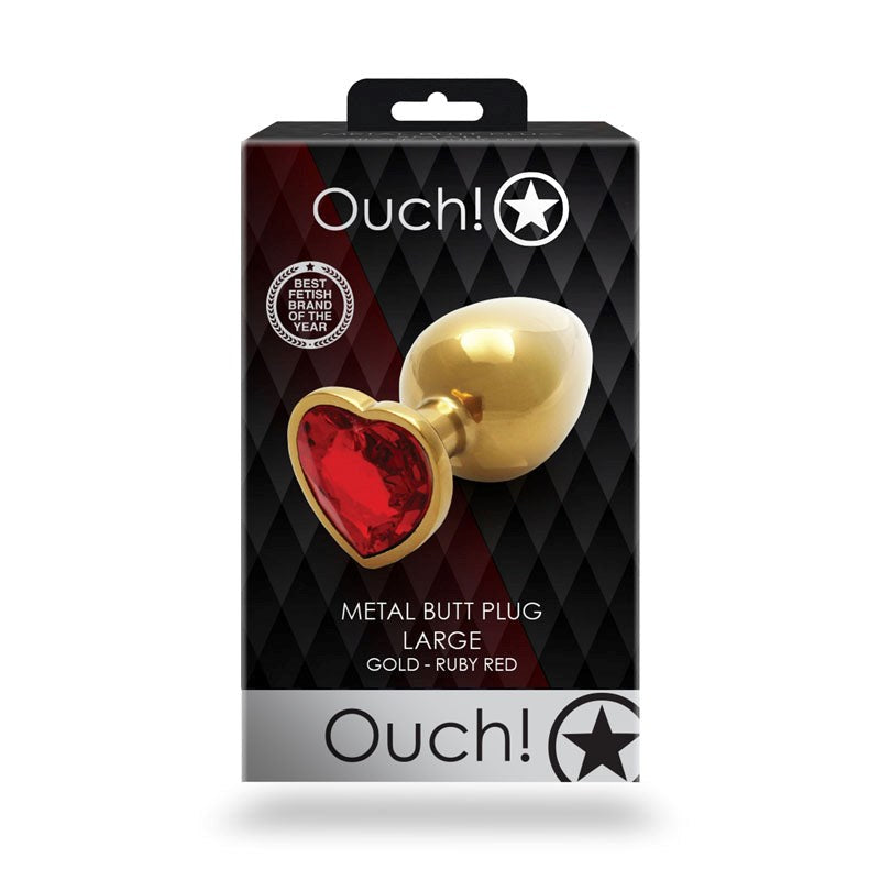 OUCH! Heart Gem Butt Plug - Large - - Realistic Dildos