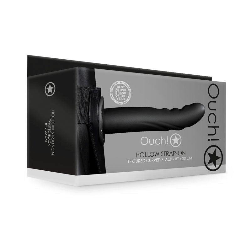 OUCH! Textured Curved Hollow Strap-on - 20cm - - Rabbit Vibrators