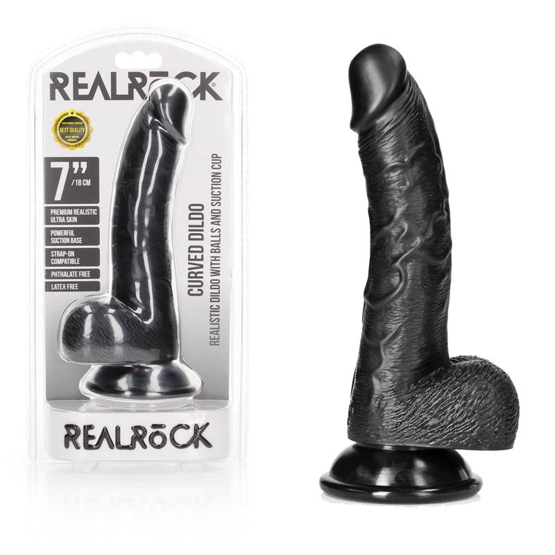 REALROCK Curved Dildo + Balls 18 cm - - Realistic Dildos