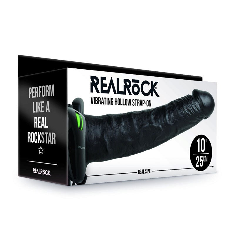 REALROCK Vibrating Hollow Strapon 10 inch - - Strap On Sextoys