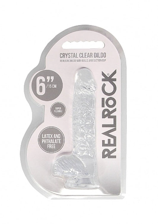Realrock Crystal Clear Dildo with Balls 6 inch - - Non-Realistic Dildos