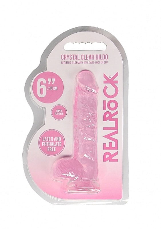 Realrock Crystal Clear Dildo with Balls 6 inch - - Non-Realistic Dildos