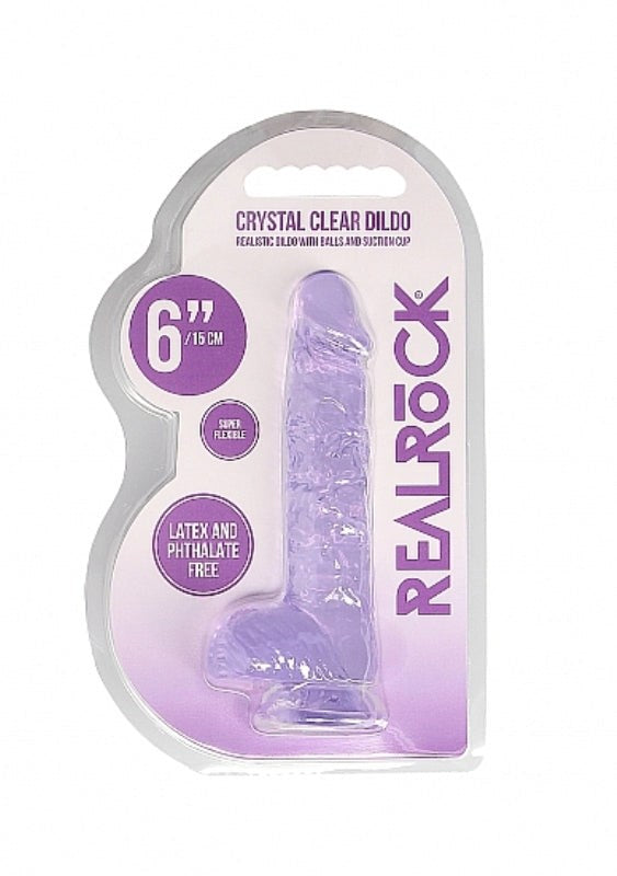 Realrock Crystal Clear Dildo with Balls 6 inch - - Non-Realistic Dildos