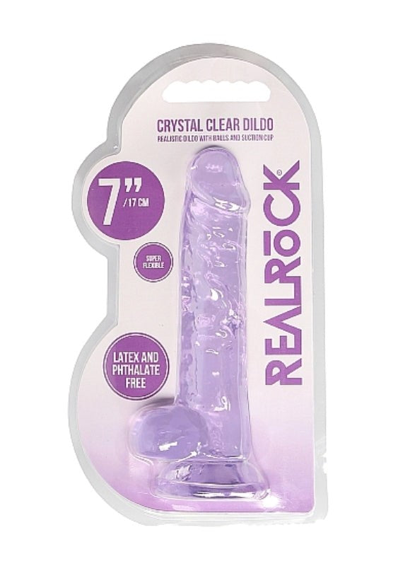 Realrock Crystal Clear Dildo with Balls 7 inch - - Realistic Dildos