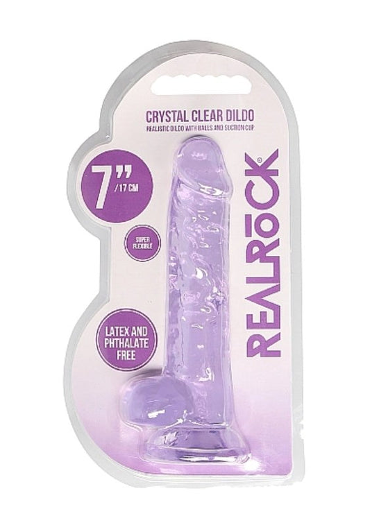 Realrock Crystal Clear Dildo with Balls 7 inch - - Realistic Dildos