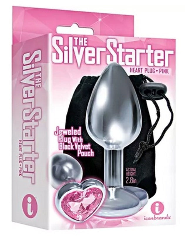 The 9's Silver Starter Heart Jewelled Plug - - Clit Ticklers and Pulsators