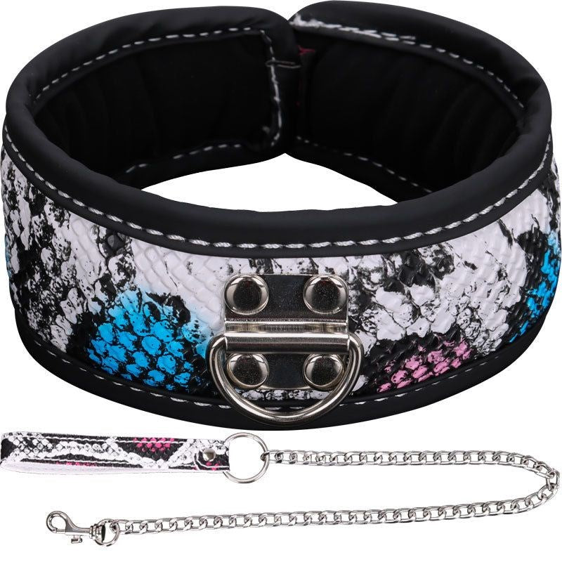 Colorful BDSM Collar With Lead - - Steel Sex Toys