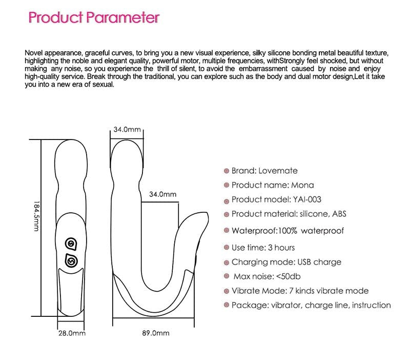 LoveMate Mona Dual Stimulation - Rechargeable G-Spot and Anal Thrills - Luxury Sex Toys