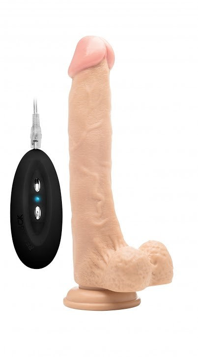 Real Rock Vibrating 10 Realistic Cock With Scrotum - - Vibrating Dildos