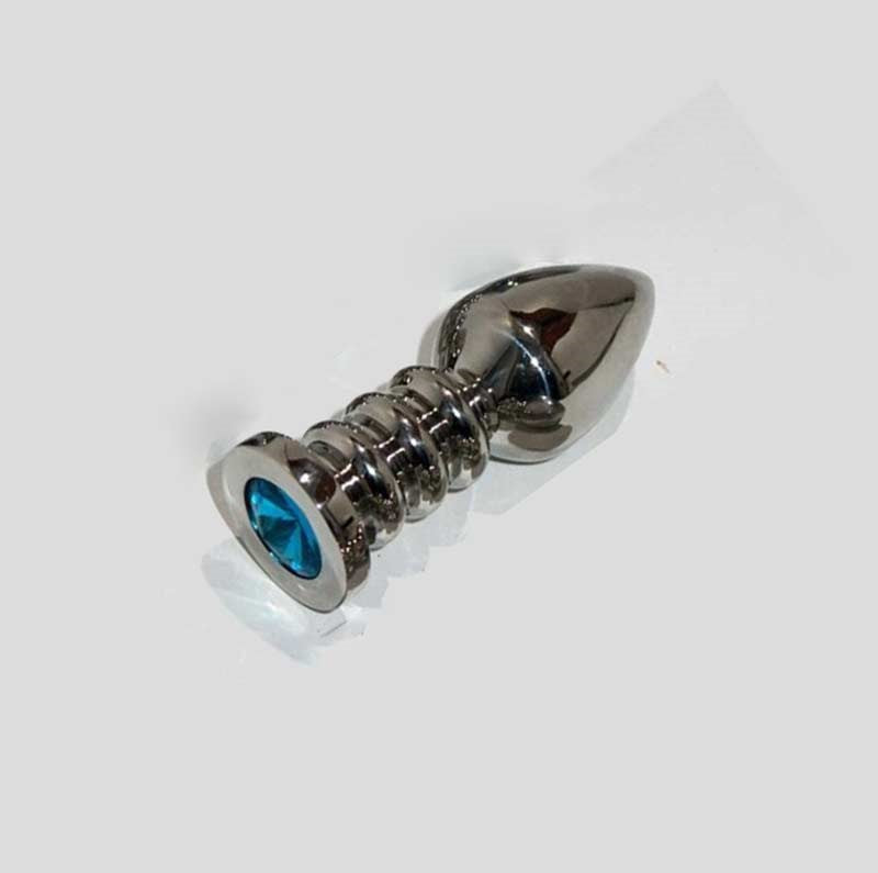 Opulent Pleasure - Ribbler Metal Jeweled Medium Butt Plug - Steel Sex Toys