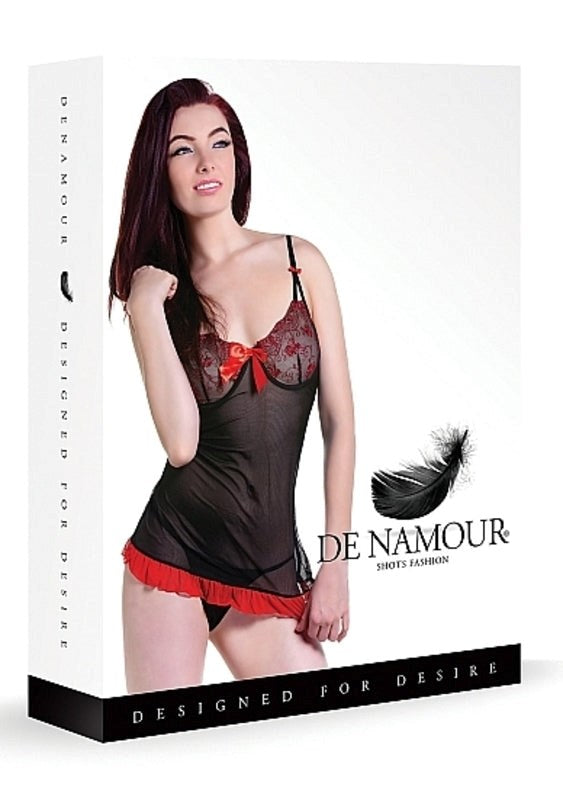De Namour Black/Red Babydoll & G-String - Babydolls and Chemises