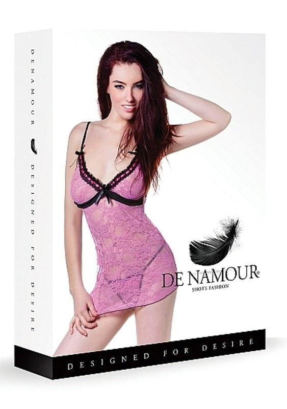De Namour Pink/Black Babydoll & G-String - Babydolls and Chemises