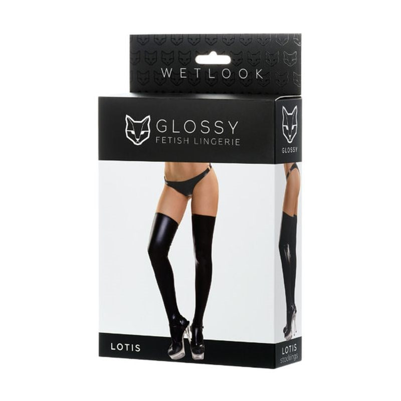 Glossy Lotis Wetlook Stockings - High Gloss, Ultimate Comfort - Her Fetish