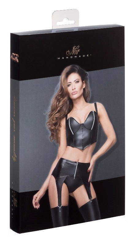 Powerwetlook Garter Belt with Silver Zipper - Her Fetish