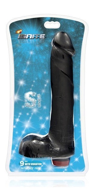 SI Ignite Vibrating Cock with Balls Black - Realistic Dildos