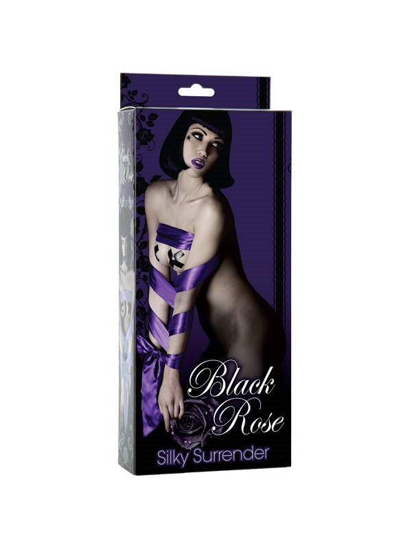 Doc Johnson Black Rose Silky Surrender BDSM Restraints - Collars and Leads