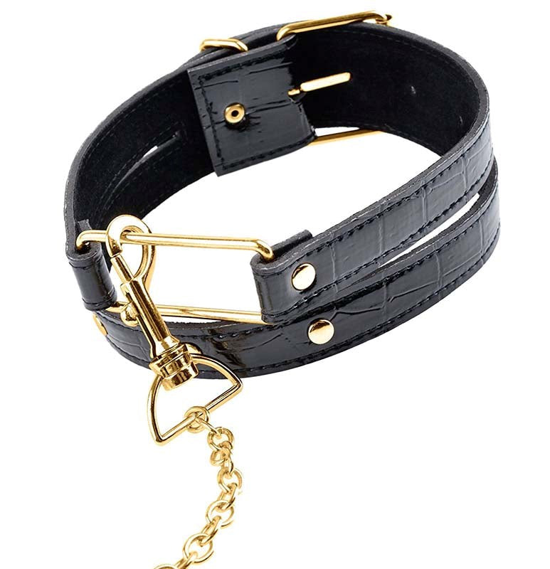 Fetish Fantasy Gold Bondage Collar and Leash Set - Collars and Leads