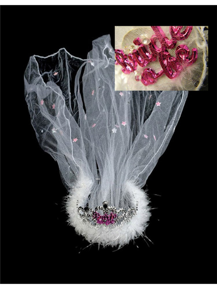 Flashing Bride to Be Tiara with Veil - Fancy Dress Ups