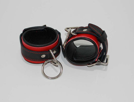 Netherworld Restraints Wrist Cuffs Black and Red Leather
