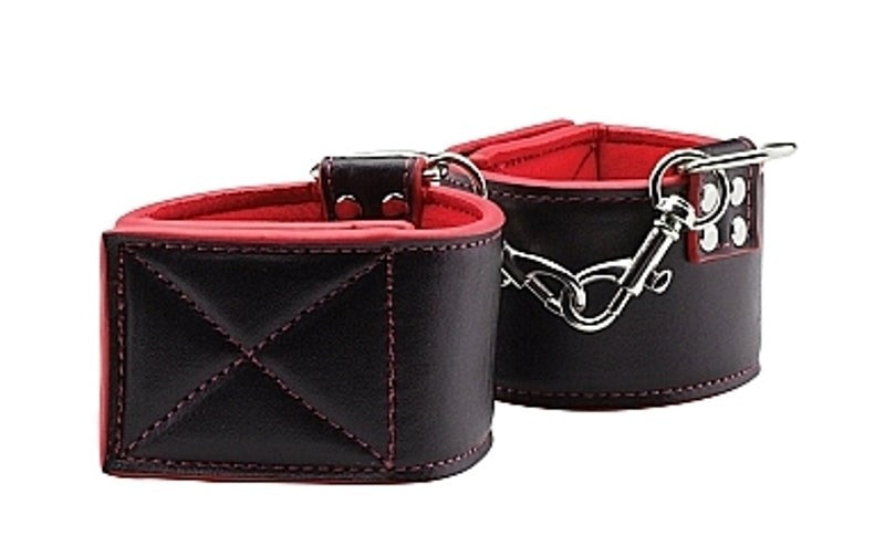 Ouch Reversible Wrist Cuffs Red - Cuffs and Restraints