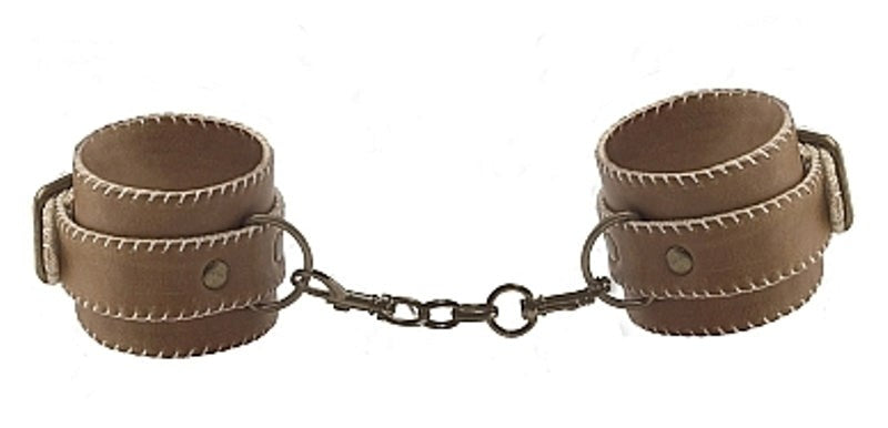 Premium Bonded Leather Cuffs for Hands - Brown - Cuffs and Restraints