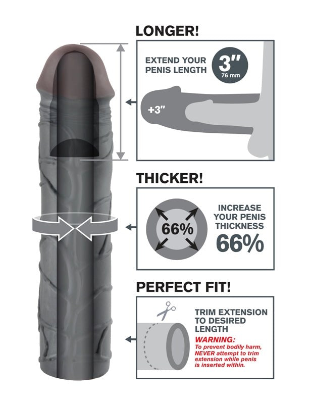 Fantasy X-Tensions Mega 3 Inch Penis Extension - Penis Sleeves and Extenders