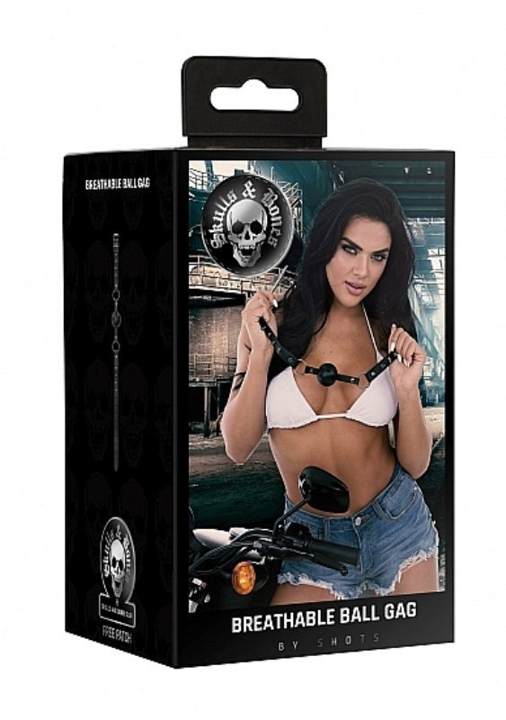 Ouch! Skull and Bones Breathable Ball Gag - Bondage Gags and Bits