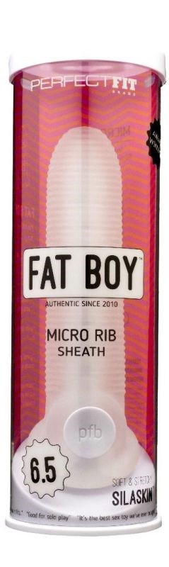 Perfect Fit Fat Boy Micro Ribbed Sheath Clear - Penis Sleeves and Extenders