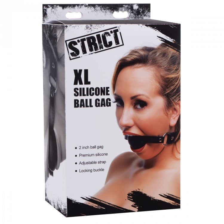 Strict XL Silicone Gag Ball 2 Inch Black - Bondage Gags and Bits