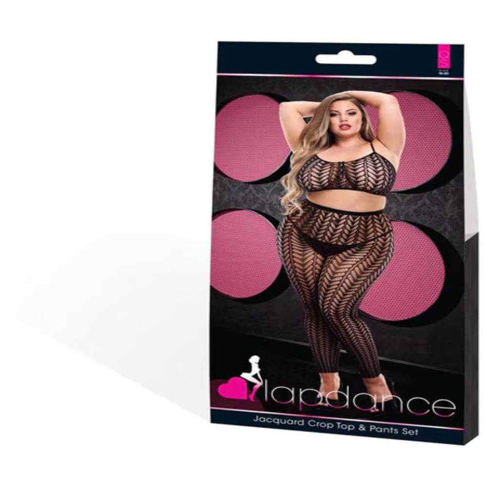 Lapdance Jacquard Crop Top & Pants Set OSX - Teddies and Bodysuits