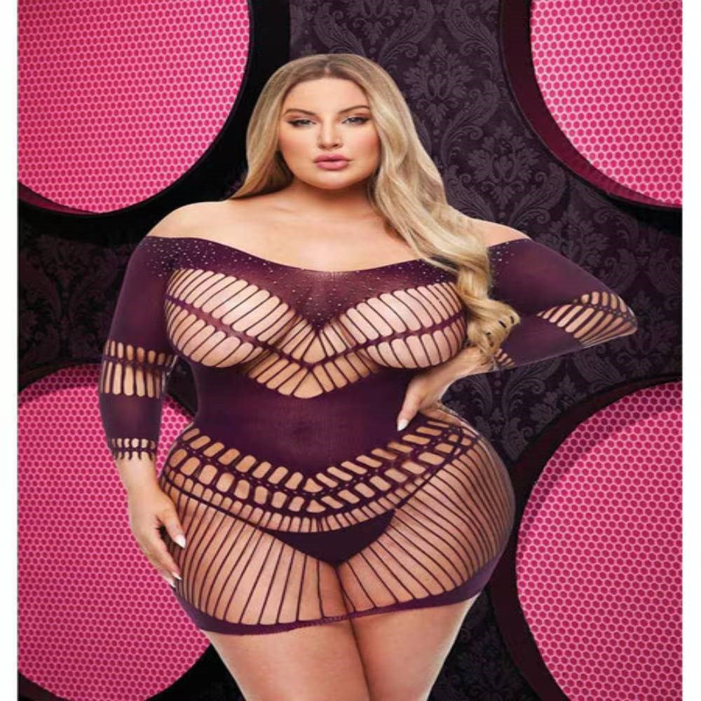 Lapdance Lingerie Bling Bling Sexy Halter Dress Purple - Teddies and Bodysuits