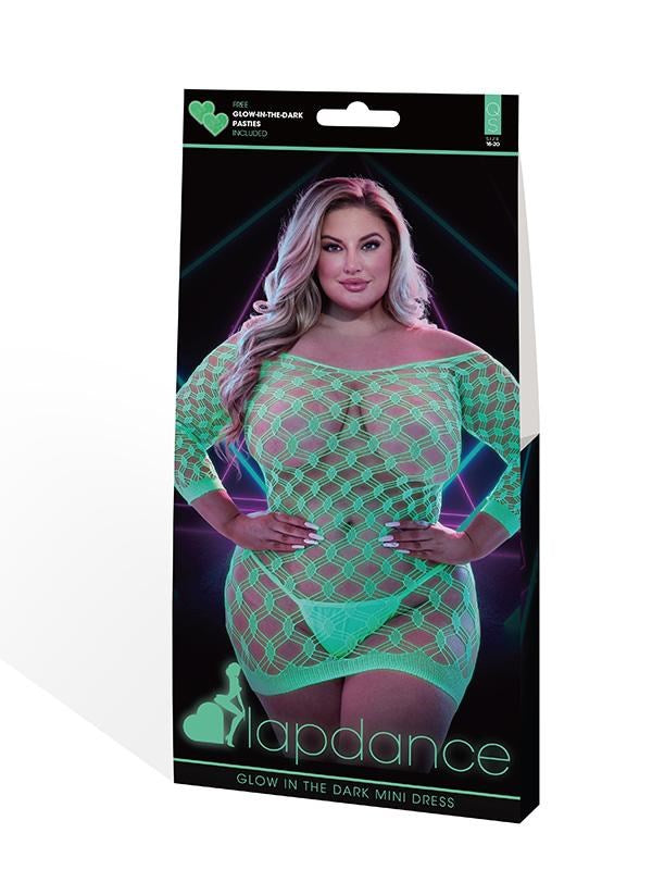 Lapdance Lingerie Glow In The Dark Mini Dress with Sleeves Queen - Teddies and Bodysuits