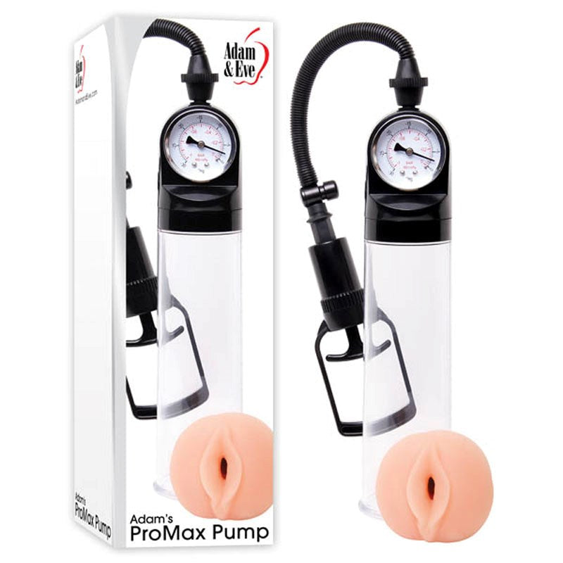 Adam and Eve Adams Promax Clear Penis Pump with Masturbator Sleeve - Masturbators and Strokers
