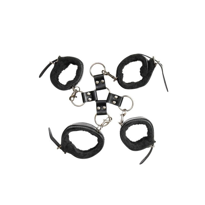 Adam and Eve Bondage PLay Hog Tie Restraints Black - Cuffs And Restraints