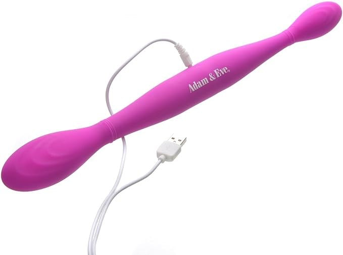 Adam and Eve The Joy Stick USB Rechargeable Dual Vibrating Double Dong 14.5 Inch Purple - Vibrating Dildos