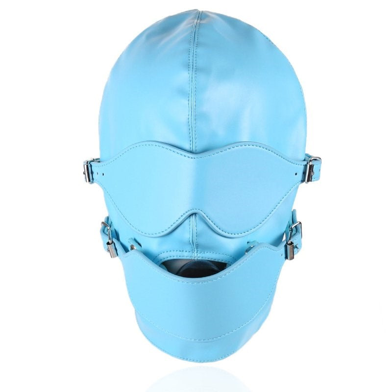 BDStyle Faux Leather Full Mask Eyes & Mouth Hood - Blindfolds And Masks
