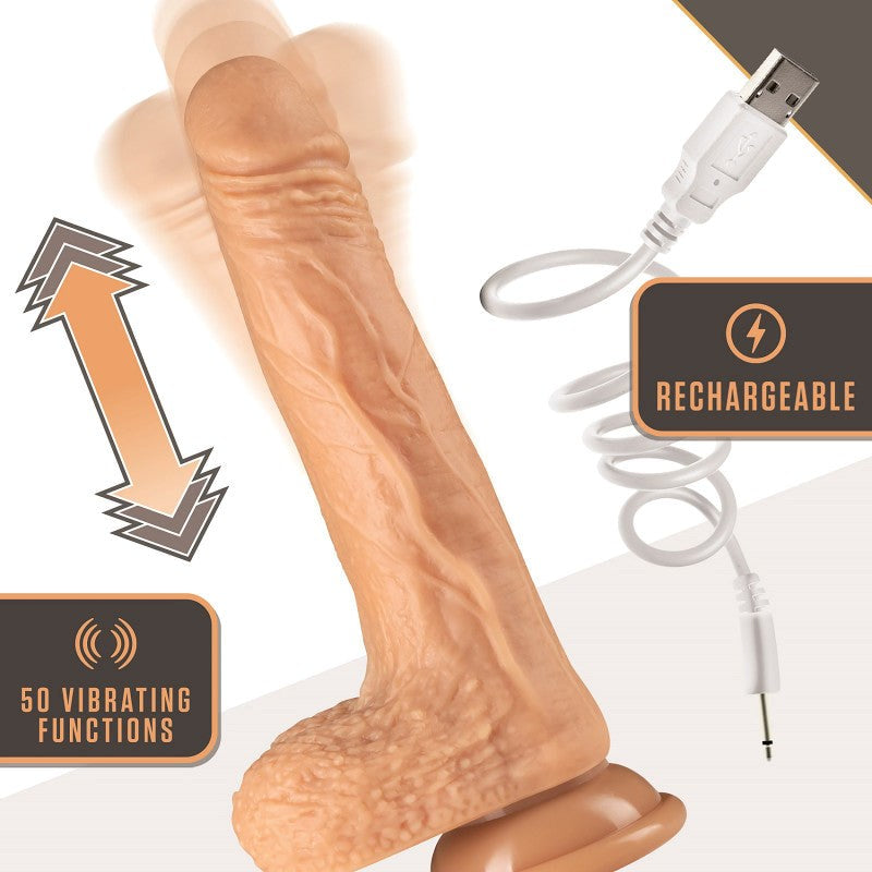 Blush Novelties Dr Skin Silicone Dr. Grey Rechargeable Thrusting Dong Flesh - Vibrating Dildos