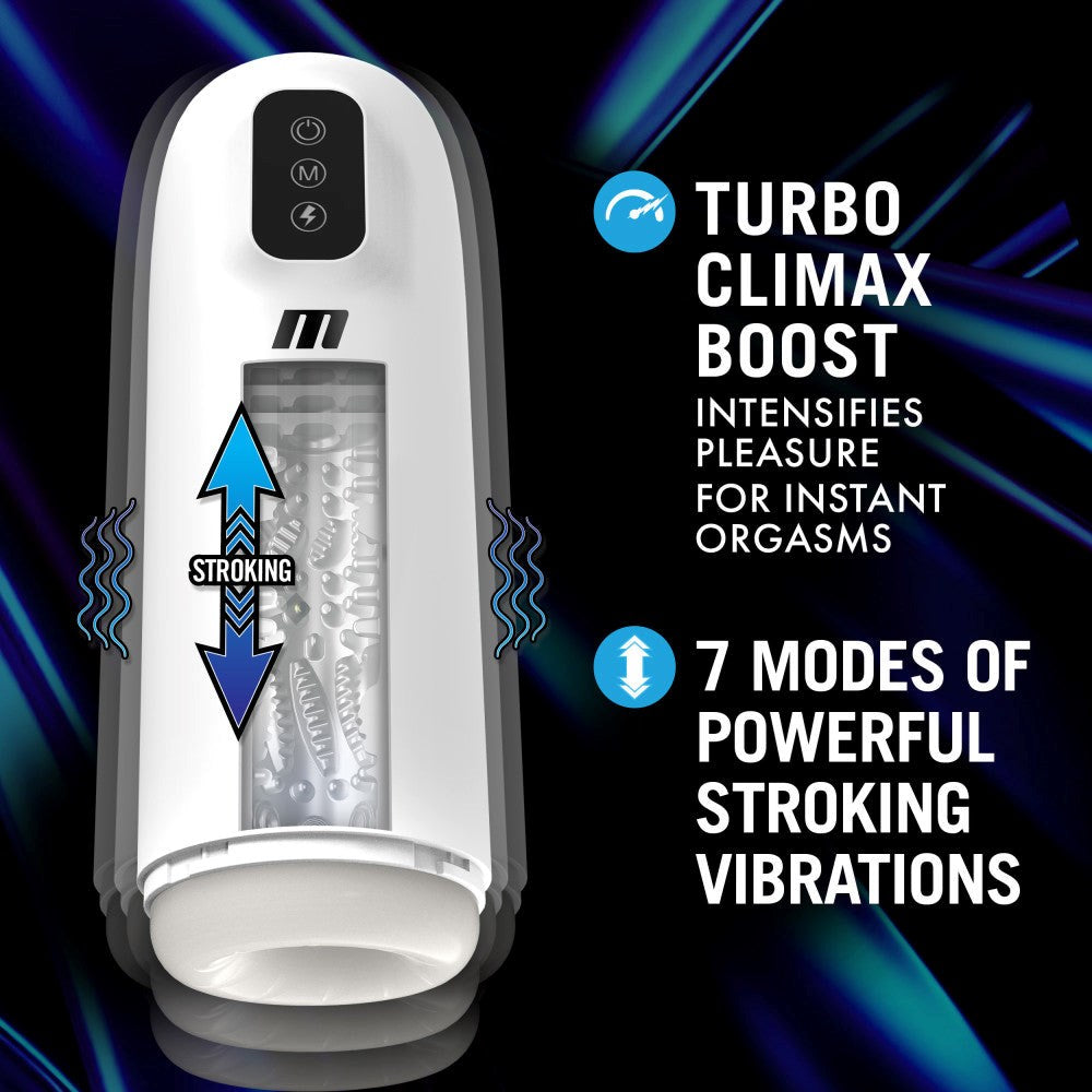 Blush Novelties M For Men Robo-Bator USB Rechargeable Vibrating Mens Stroker White - Masturbators and Strokers