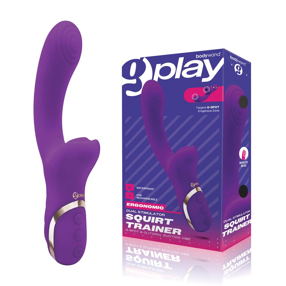 Bodywand G Play Dual Stimulator Squirt Trainer Air Pulsation Rabbit Vibrator Purple - Rabbit Vibrators