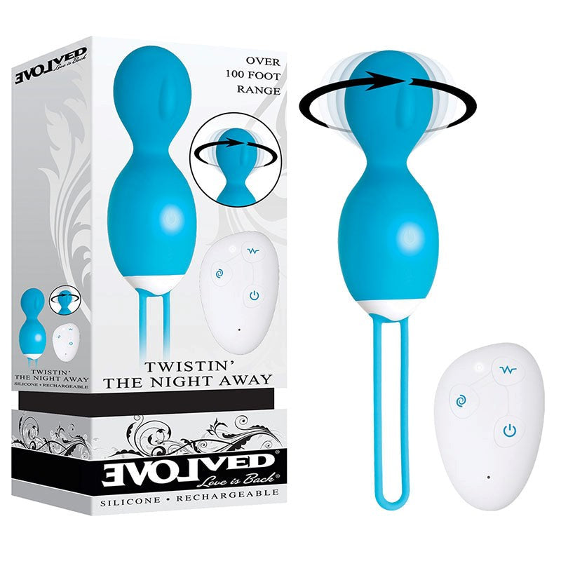 Evolved Twistin The Night Away Vibrating Kegel Exerciser with Wireless Remote Blue - Love Eggs and Kegel Exercisers