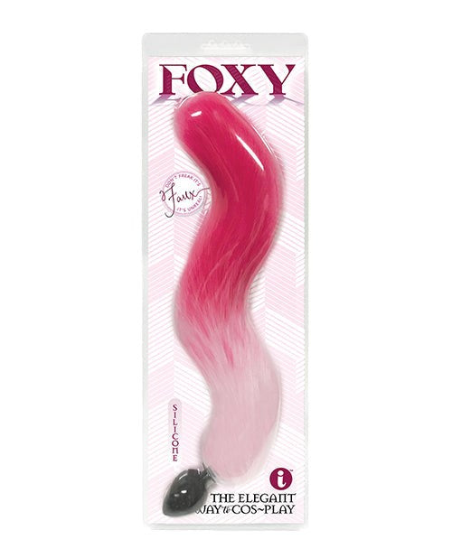 Icon Brands Foxy Fox Tail Silicone Butt Plug with Tail Pink Gradient 46cm - Butt Plugs