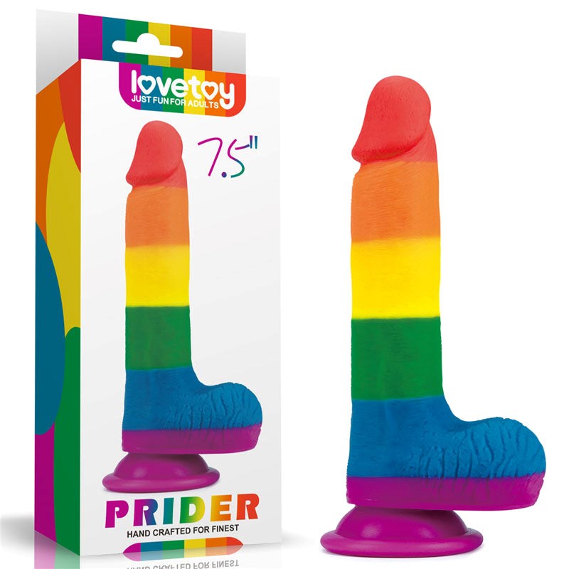 Lovetoy Prider 19 cm Realistic Dong Rainbow - Realistic Dildos