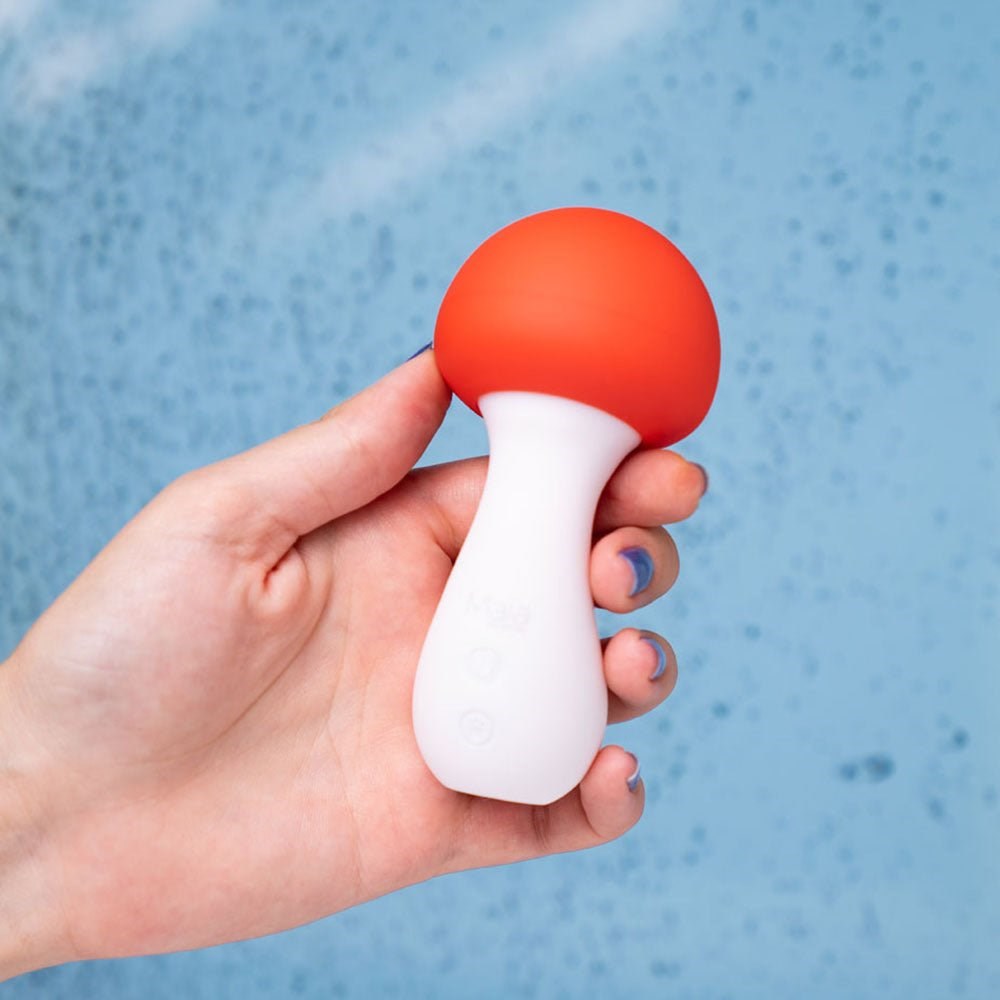 Maia SHROOMIE USB Rechargeable Mushroom Shaped Body Wand Vibrator Red/White - Body Wands