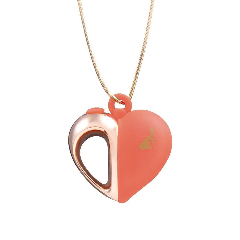 Secret Kisses LAPDANCE Heart Pendant Wearable Necklace Vibrator Pink/Rose Gold - Personal Massagers