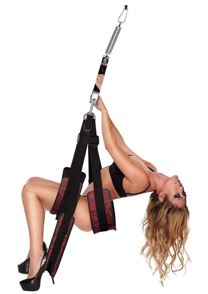 Secret Kisses ROSEGASM Pleasure Sex Swing Black/Red - Sex Swings And Slings